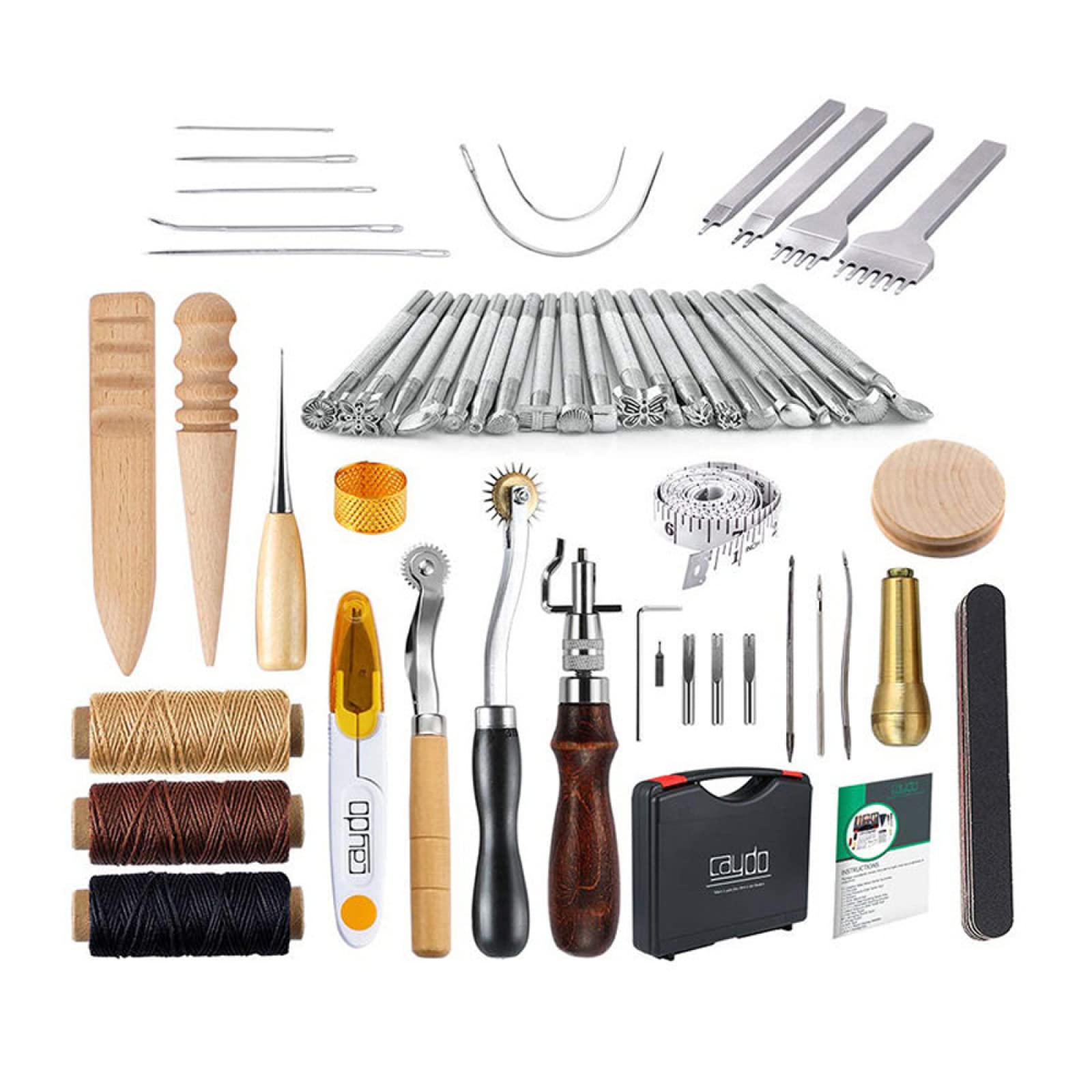 Amazon.co.jp: 初心者 レザークラフト道具 59PCS 革細工 セット 革工具